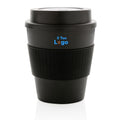 Tazza da caffè riutilizzabile con tappo a vite 350ml nero - personalizzabile con logo
