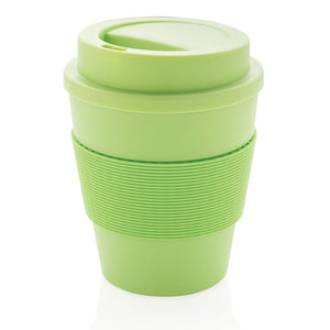 Tazza da caffè riutilizzabile con tappo a vite 350ml verde - personalizzabile con logo