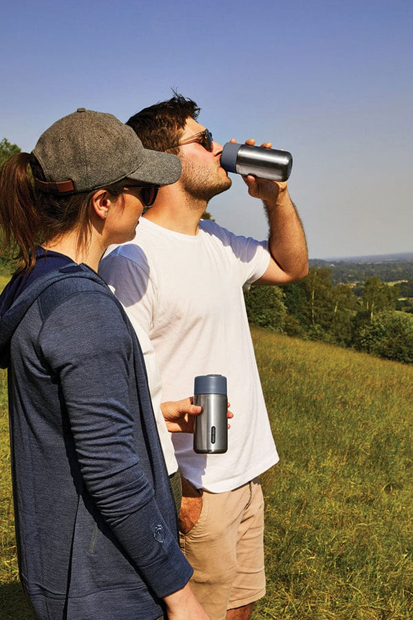 Tazza da viaggio termica Black+Blum in acciaio 340ml grigio - personalizzabile con logo