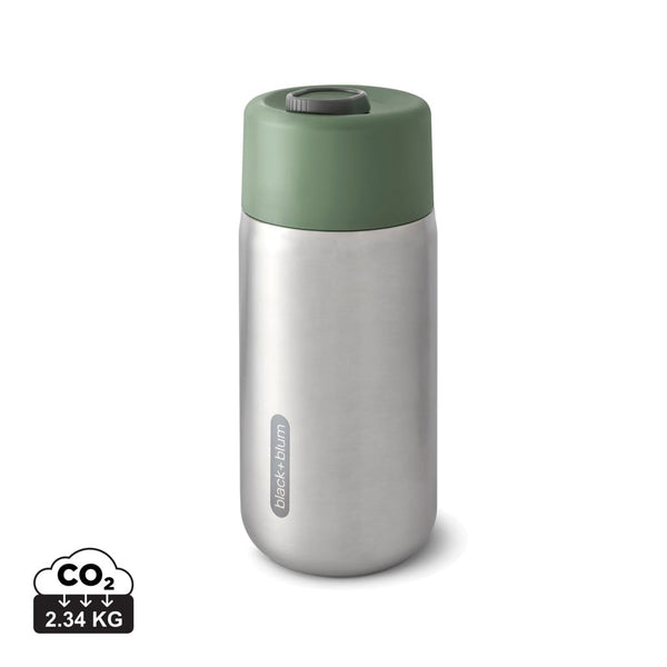 Tazza da viaggio termica Black+Blum in acciaio 340ml verde oliva - personalizzabile con logo