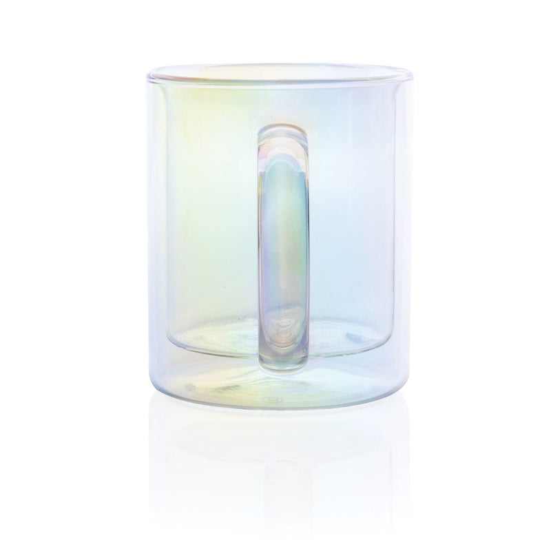 Tazza deluxe in vetro elettrolitico a doppia parete 330ml trasparente - personalizzabile con logo
