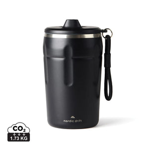 Tazza ermetica richiudibile Nordic Drift Trail RCS 350ML nero - personalizzabile con logo