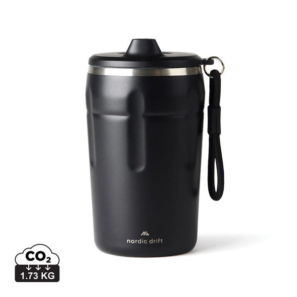 Tazza ermetica richiudibile Nordic Drift Trail RCS 350ML nero - personalizzabile con logo