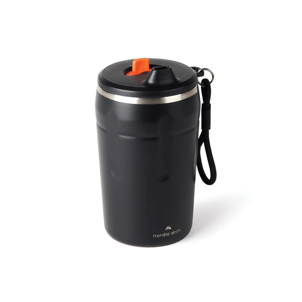 Tazza ermetica richiudibile Nordic Drift Trail RCS 350ML nero - personalizzabile con logo