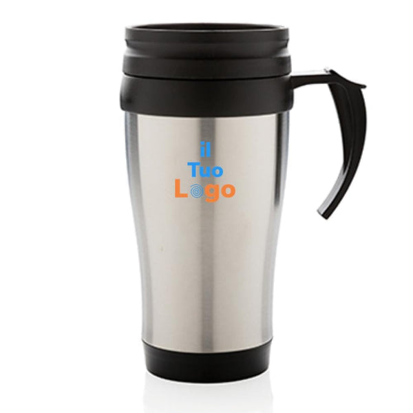 Tazza in acciaio inossidabile con manico - personalizzabile con logo