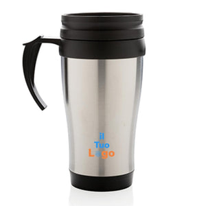 Tazza in acciaio inossidabile con manico - personalizzabile con logo