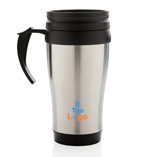 Tazza in acciaio inossidabile con manico - personalizzabile con logo