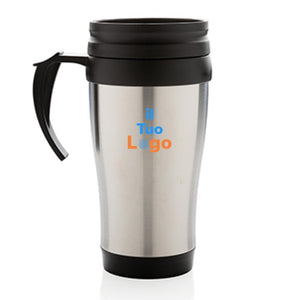 Tazza in acciaio inossidabile con manico - personalizzabile con logo