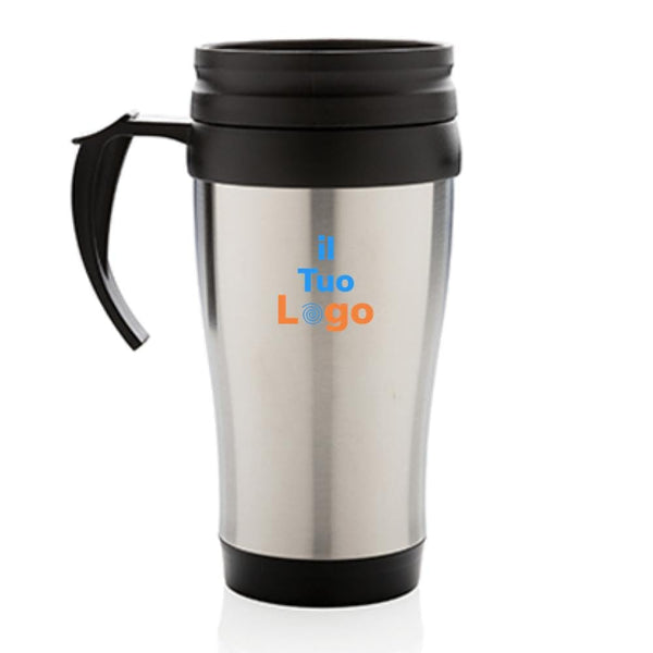 Tazza in acciaio inossidabile con manico - personalizzabile con logo