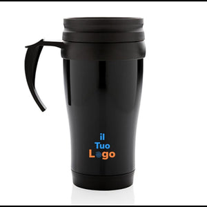 Tazza in acciaio inossidabile con manico - personalizzabile con logo