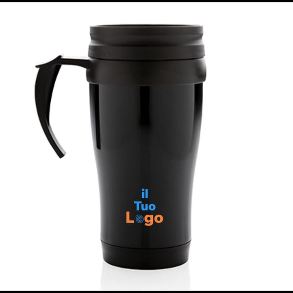 Tazza in acciaio inossidabile con manico - personalizzabile con logo