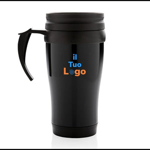 Tazza in acciaio inossidabile con manico - personalizzabile con logo