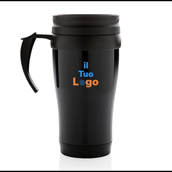 Tazza in acciaio inossidabile con manico - personalizzabile con logo