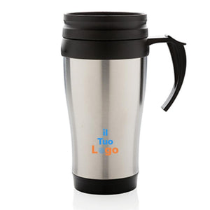 Tazza in acciaio inossidabile con manico - personalizzabile con logo