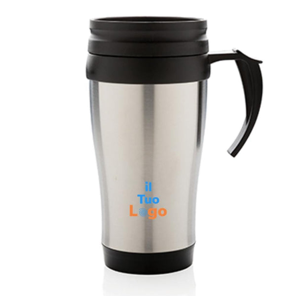 Tazza in acciaio inossidabile con manico - personalizzabile con logo