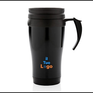 Tazza in acciaio inossidabile con manico - personalizzabile con logo