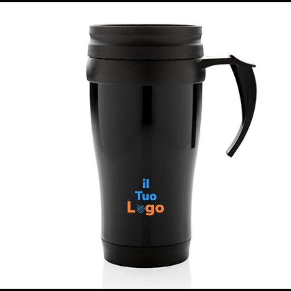 Tazza in acciaio inossidabile con manico - personalizzabile con logo