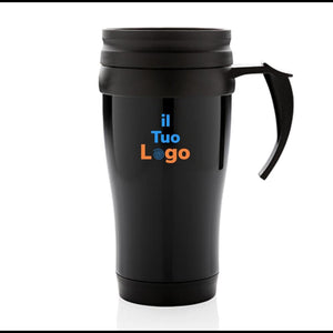 Tazza in acciaio inossidabile con manico - personalizzabile con logo