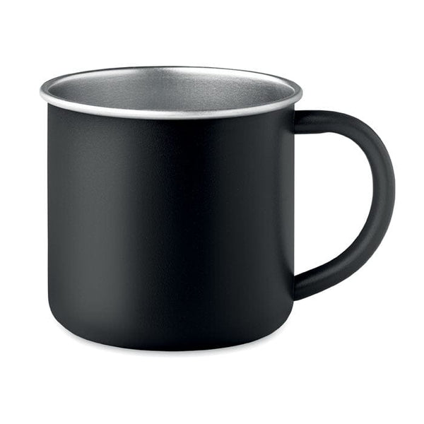 Tazza in acciaio inox riciclato con manico Nero - personalizzabile con logo