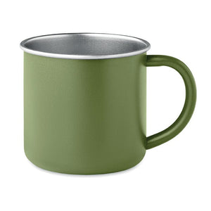 Tazza in acciaio inox riciclato con manico Verde Scuro - personalizzabile con logo