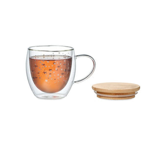 Tazza in borosilicato stelline trasparente - personalizzabile con logo