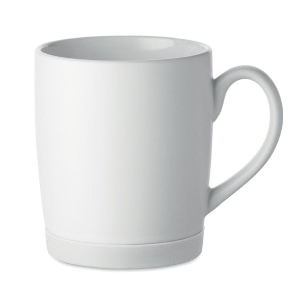 Tazza in ceramica 300 ml con base in silicone Bianco - personalizzabile con logo