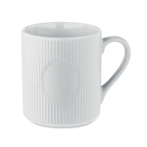 Tazza in ceramica a coste 340 ml Bianco - personalizzabile con logo