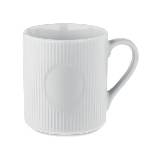 Tazza in ceramica a coste 340 ml Bianco - personalizzabile con logo
