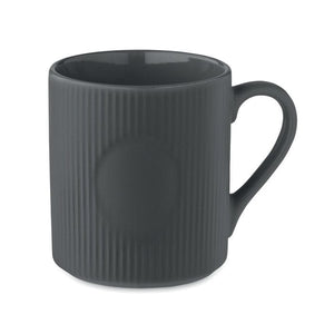 Tazza in ceramica a coste 340 ml grigio - personalizzabile con logo