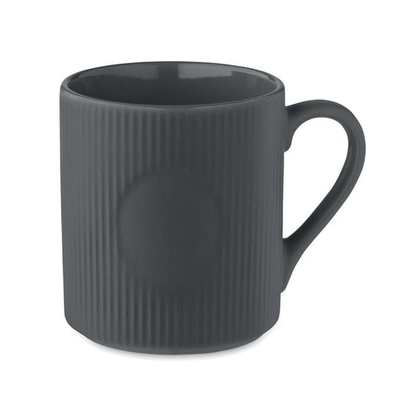 Tazza in ceramica a coste 340 ml grigio - personalizzabile con logo