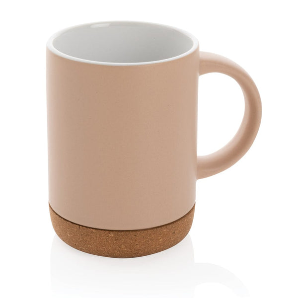 Tazza in ceramica con base in sughero marrone - personalizzabile con logo