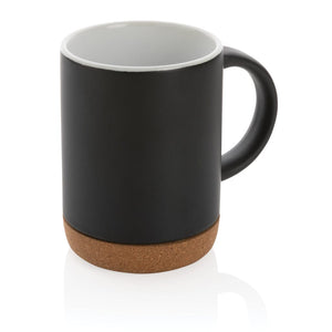 Tazza in ceramica con base in sughero nero - personalizzabile con logo