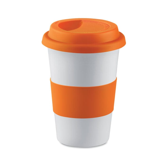 Tazza in ceramica e silicone arancione - personalizzabile con logo