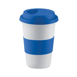 Tazza in ceramica e silicone blu - personalizzabile con logo