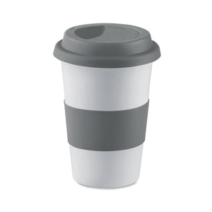 Tazza in ceramica e silicone grigio - personalizzabile con logo