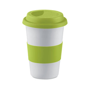 Tazza in ceramica e silicone verde calce - personalizzabile con logo