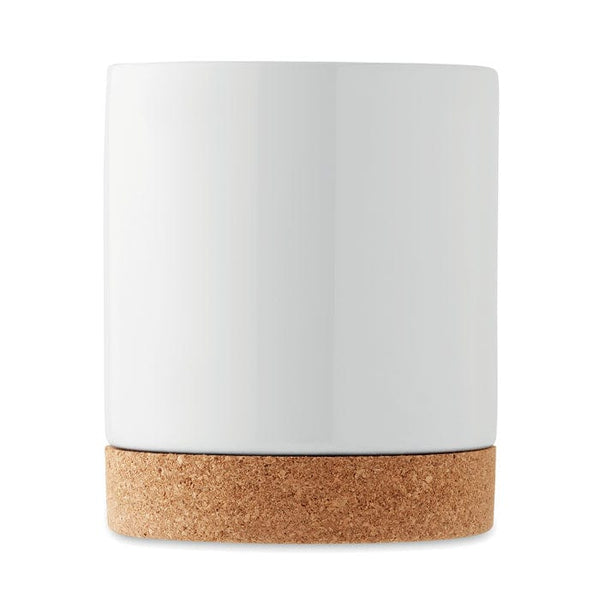 Tazza in ceramica e sughero 300 ml bianco - personalizzabile con logo