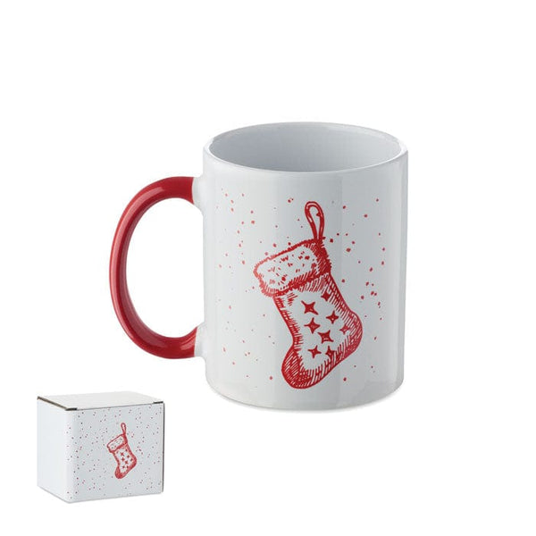 Tazza in ceramica natalizia 300 ml Rosso - personalizzabile con logo