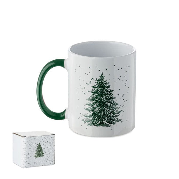 Tazza in ceramica natalizia 300 ml Verde - personalizzabile con logo