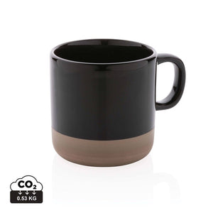 Tazza in ceramica smaltata nero - personalizzabile con logo