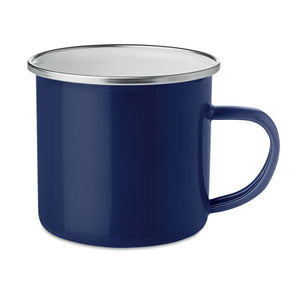 Tazza in metallo smaltata blu - personalizzabile con logo