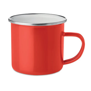 Tazza in metallo smaltata rosso - personalizzabile con logo