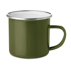 Tazza in metallo smaltata verde - personalizzabile con logo