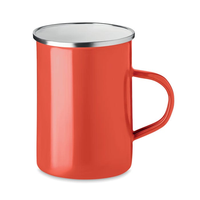 Tazza in metallo smaltato rosso - personalizzabile con logo