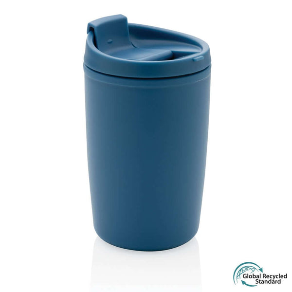Tazza in PP riciclato GRS con tappo 300ml blu - personalizzabile con logo