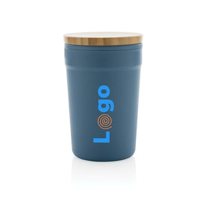 Tazza in rPP GRS con tappo in bambù - personalizzabile con logo