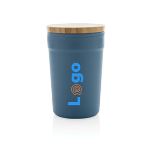 Tazza in rPP GRS con tappo in bambù - personalizzabile con logo