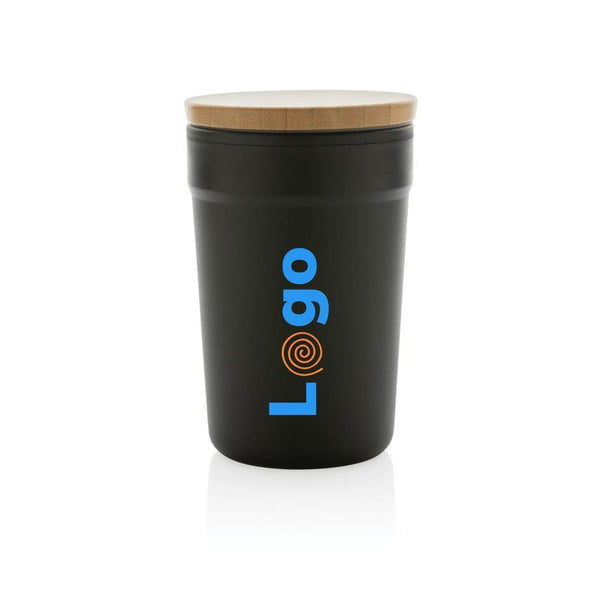 Tazza in rPP GRS con tappo in bambù - personalizzabile con logo