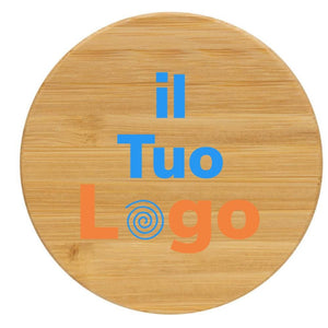 Tazza in rPP GRS con tappo in bambù - personalizzabile con logo