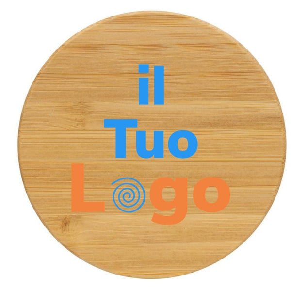 Tazza in rPP GRS con tappo in bambù - personalizzabile con logo
